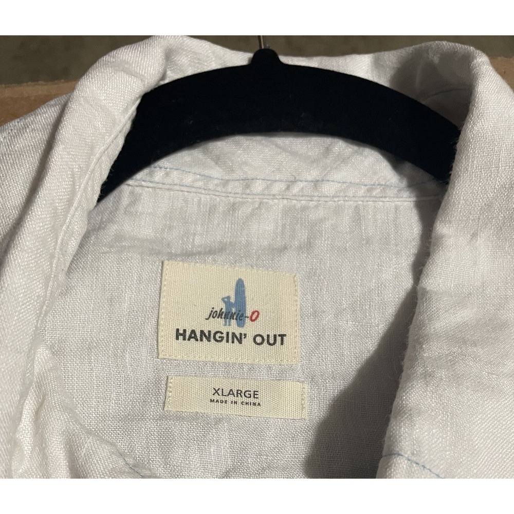 Johnnie-O Shirt Mens XL Linen White Hanging Out Button Down Casual - Picture 5 of 8